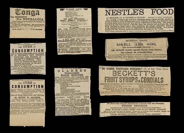małe reklamy w 1887 - healthcare and medicine healthy lifestyle finance newspaper zdjęcia i obrazy z banku zdjęć