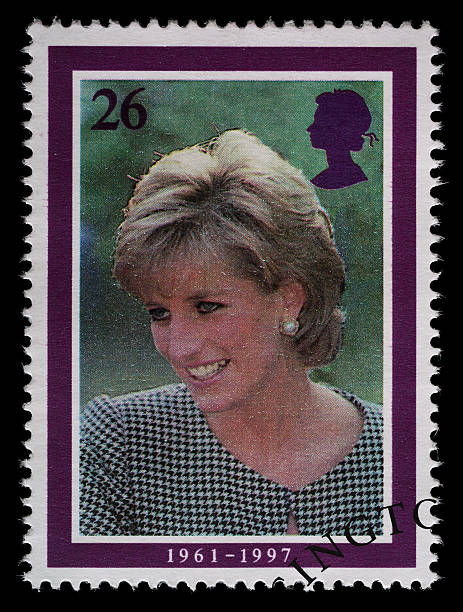 Princess Diana Postage Stamp Exeter, United Kingdom - May 25, 2011: British Postage Stamp showing Diana Princess of Wales, Printed and Issued in 1998 to Commemorate Her Life, Following Her Death in 1997 princess of wales stock pictures, royalty-free photos & images