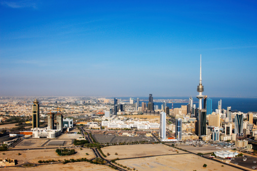 Kuwait City, Kuwait - July 20, 2010: The Liberation Tower is the second tallest structure in Kuwait. Construction of the tower started before the Iraqi invasion of Kuwait in 1990