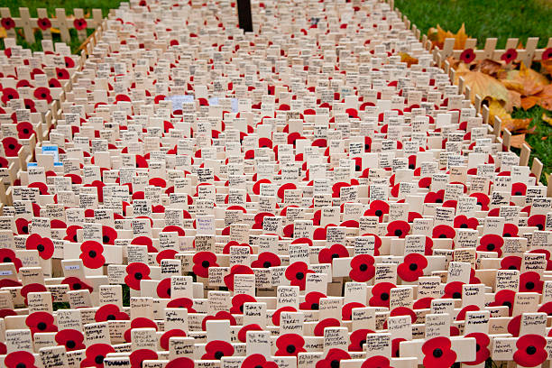 papavero cerimoniale giorno per veterani di westminster a londra, inghilterra, regno unito - ceremony poppy church us memorial day foto e immagini stock