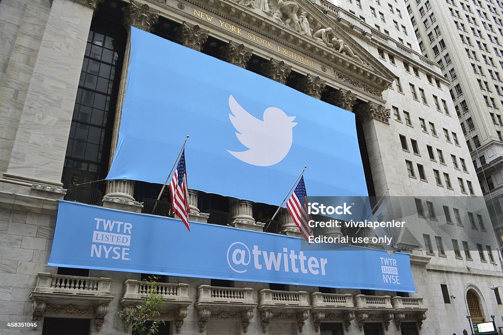 Redes sociais banner na Bolsa de Valores de Nova Iorque - Royalty-free Mensagens online Foto de stock
