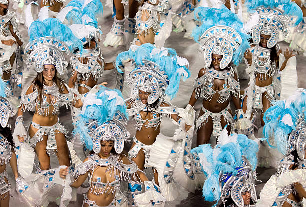 Dancers in costume at carnival. Rio de Janeiro 2013 stock photo