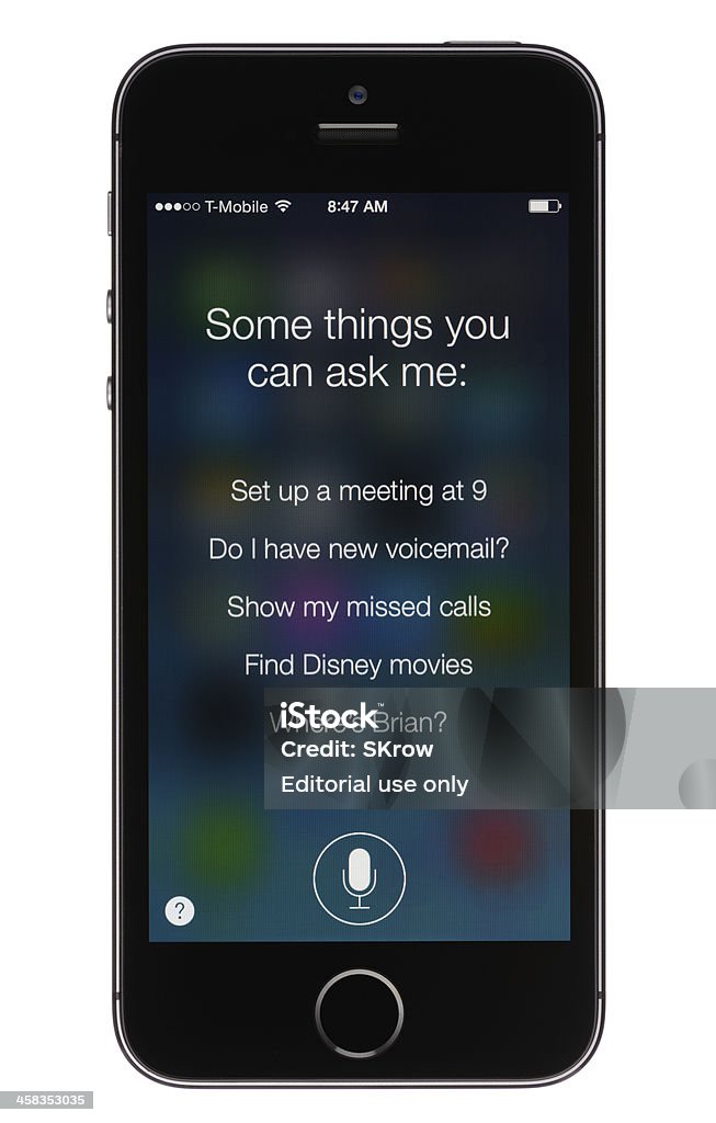 Siri em um Apple iPhone 5s - Royalty-free Agenda Eletrónica Foto de stock
