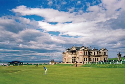 St. Andrews, Scotland - June 25th, 2004: Royal and Ancient Golf Club St. Andrews, Old Course overlooking the North Sea. The 'Home of Golf' and the most famous golf course in the world.