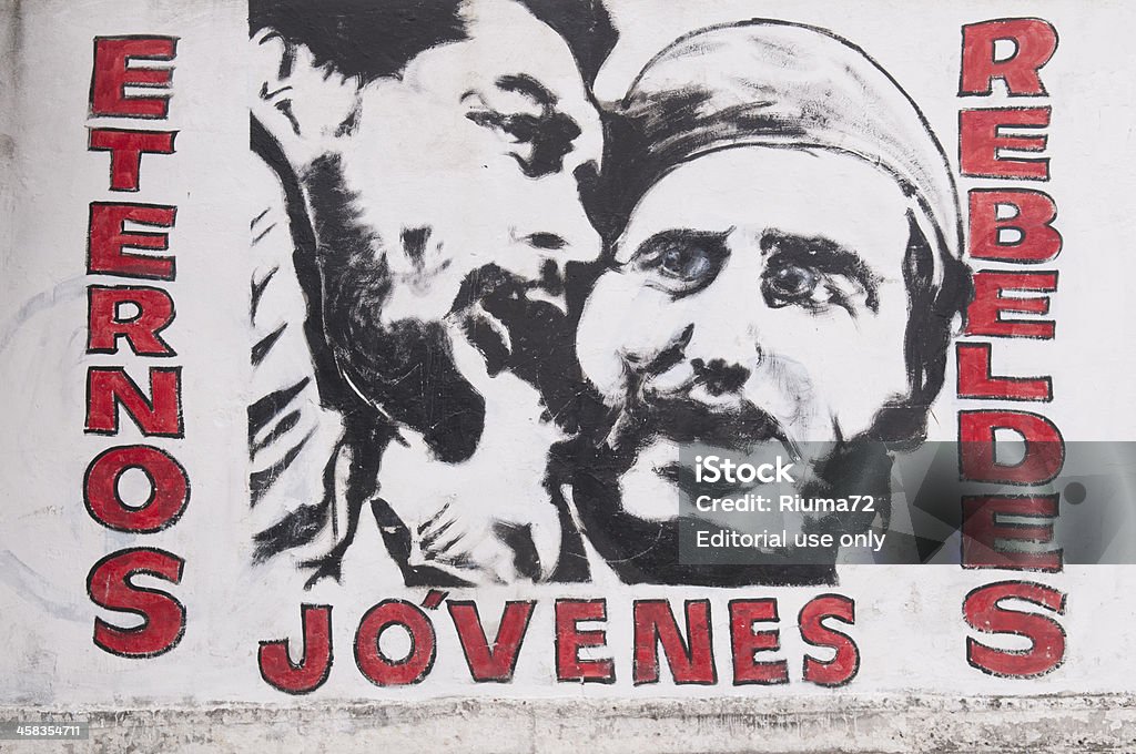 Murals que retratam Che Guevara e Fidel Castro, La Habana - Royalty-free Fidel Castro Foto de stock