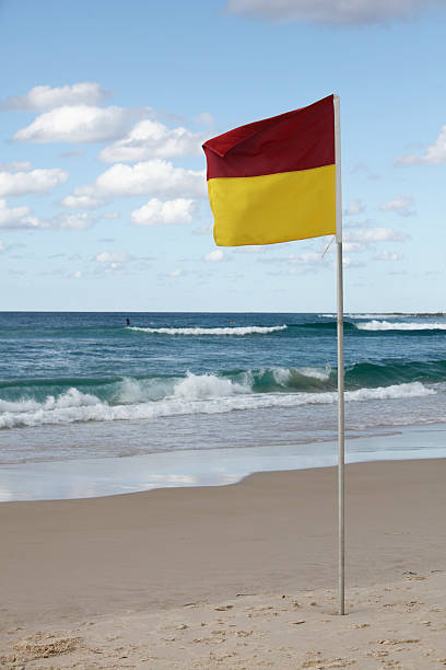 サーフ生涯フラグ - gold coast australia lifeguard sea ストックフォトと画像