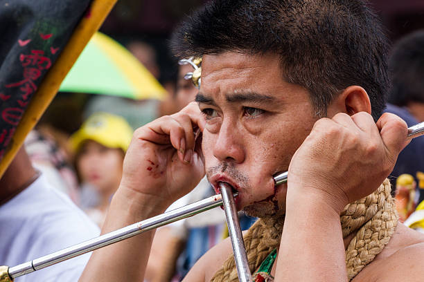 vegetarian festival - thailand phuket province temple asia stock-fotos und bilder