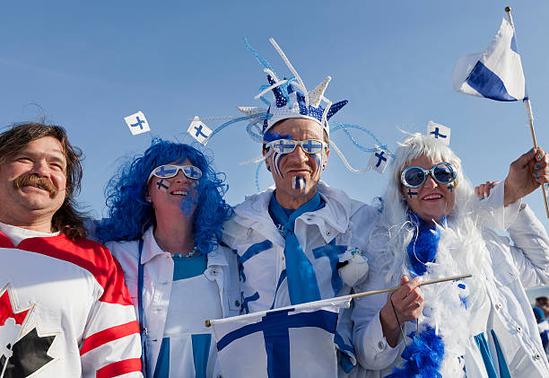 Helsinki, Finland - May 14, 2012: Ice Hockey Fans waiting for Kazakhstan VS Finland game to start in 2012 Ice Hockey World Championship in Finland and Sweden at Hartwall Arena