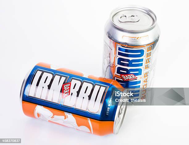 보통체 및 설탕 무료 Irn Bru 캔 Irn-Bru에 대한 스톡 사진 및 기타 이미지 - Irn-Bru, 0명, Brand Name