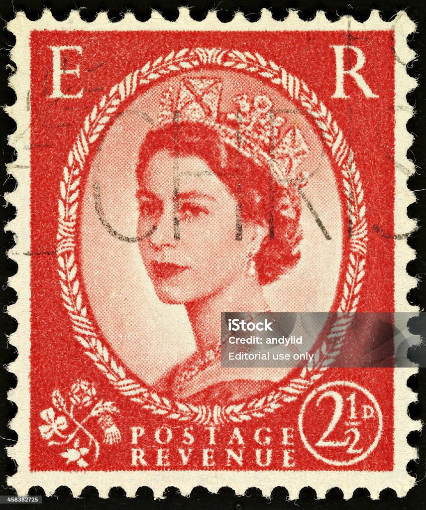 Vintage britannique Reine Elizabeth II Timbre-poste - Photo de Elisabeth II libre de droits