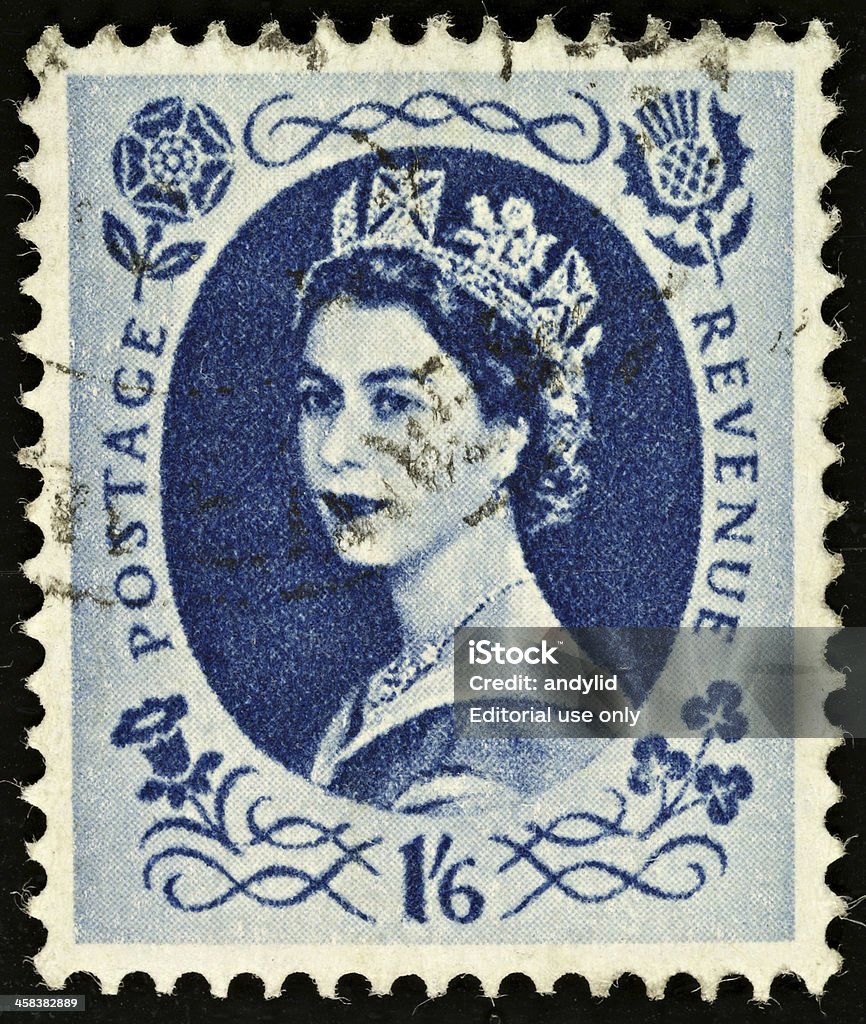 British Vintage Queen Elizabeth II Znaczek pocztowy - Zbiór zdjęć royalty-free (Anglia)