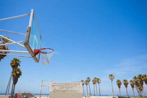 Los Angeles, USA - June 03, 2011: Basketball courts and recreation center in Venice Beach.