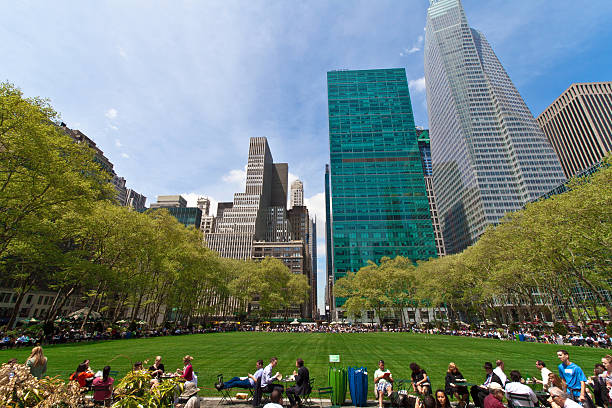 Bryant Park and buildings, New York City stock photo