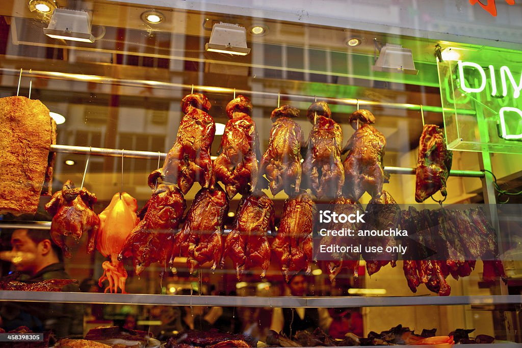 Ristorante China Town finestra Display, Londra - Foto stock royalty-free di Anatra laccata alla pechinese - Alimento