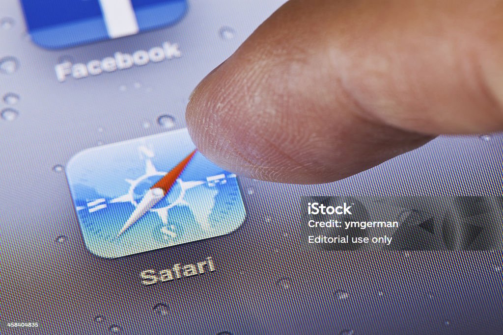 Macro image of correr navegador Safari en el iPad - Foto de stock de Safari libre de derechos