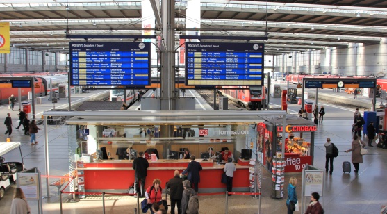 Munich,Germany - October 24, 2013: Munich Main Station. Travelers come here from all over Germany by train.