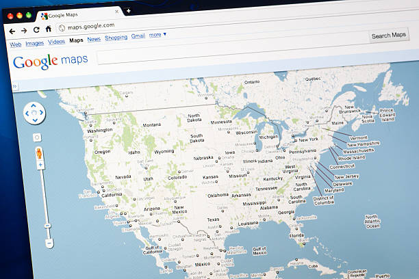 estados unidos en google maps - www internet http blue fotografías e imágenes de stock