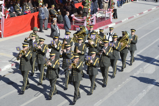 Ankara, Turkey - October 29, 2013:Turkish Army Band at the parade, celebrating declaration of Turkish Republic