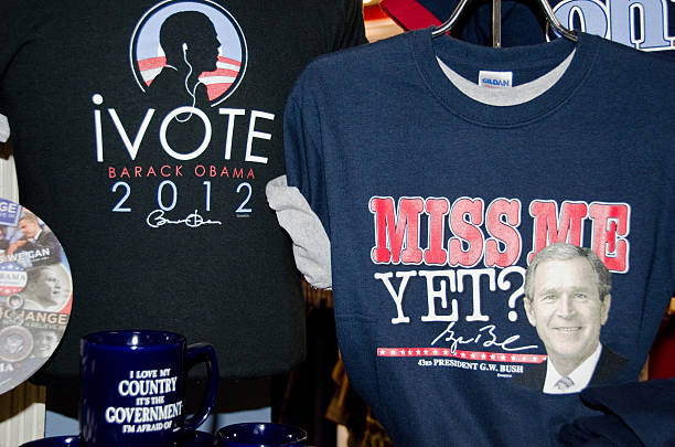 Washington DC, USA - Apr 22nd, 2011: Miss me yet presidant George W. Bush and I vote Obama 2012 t-shirt.