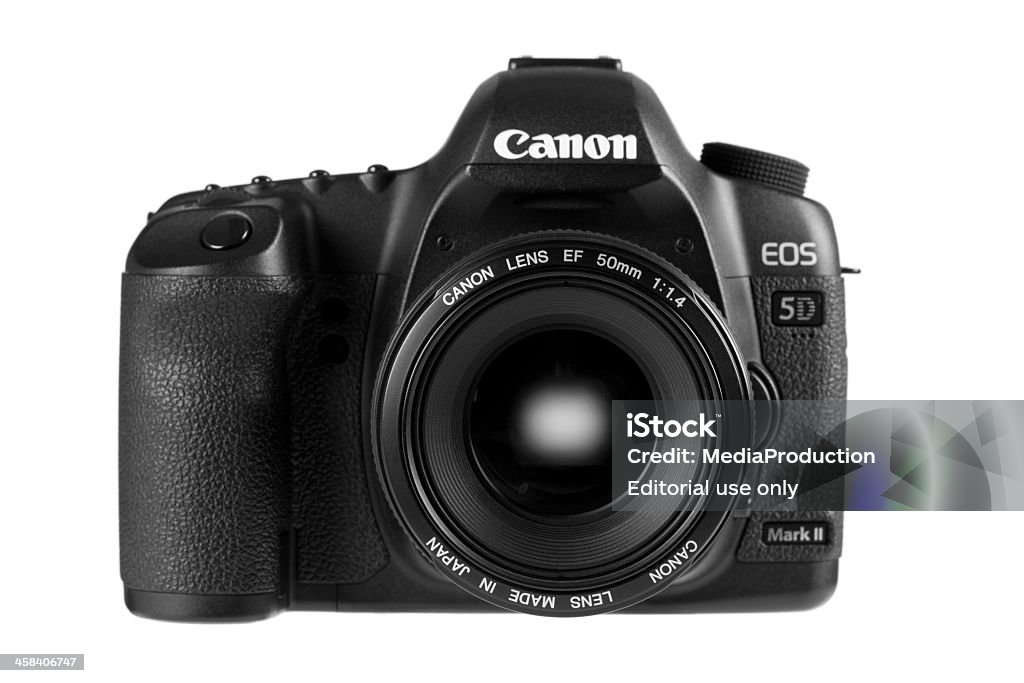 Canon 5D Mark II Dublin, Ireland - April 20, 2011: Canon 5D Mark II, one of the most popular full frame DSLR cameras of Canon. It is capable of taking 21.1 megapixel images and recording HD videos. Accuracy Stock Photo