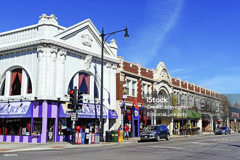 Strada commerciale di Andersonville, Chicago - Foto stock royalty-free di Chicago - Illinois
