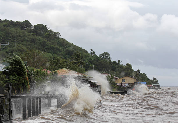 Typhoon Haiyan's Laguna de bay, Philippines - November 8, 2013: Typhoon Haiyan's, an equivalent category 5 hurricane, endangering 25 million Filipinos in its path as it unleashed its fury. The hurricane is one of the biggest to ever hit land according to scientists. tacloban stock pictures, royalty-free photos & images