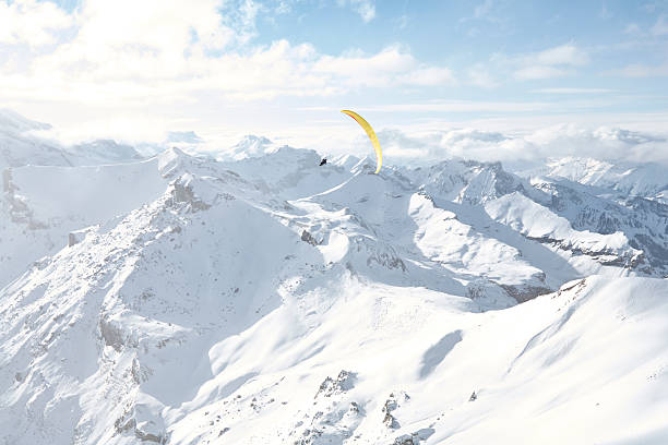 Paragliding in the Bernese Alps. Switzerland. Europe