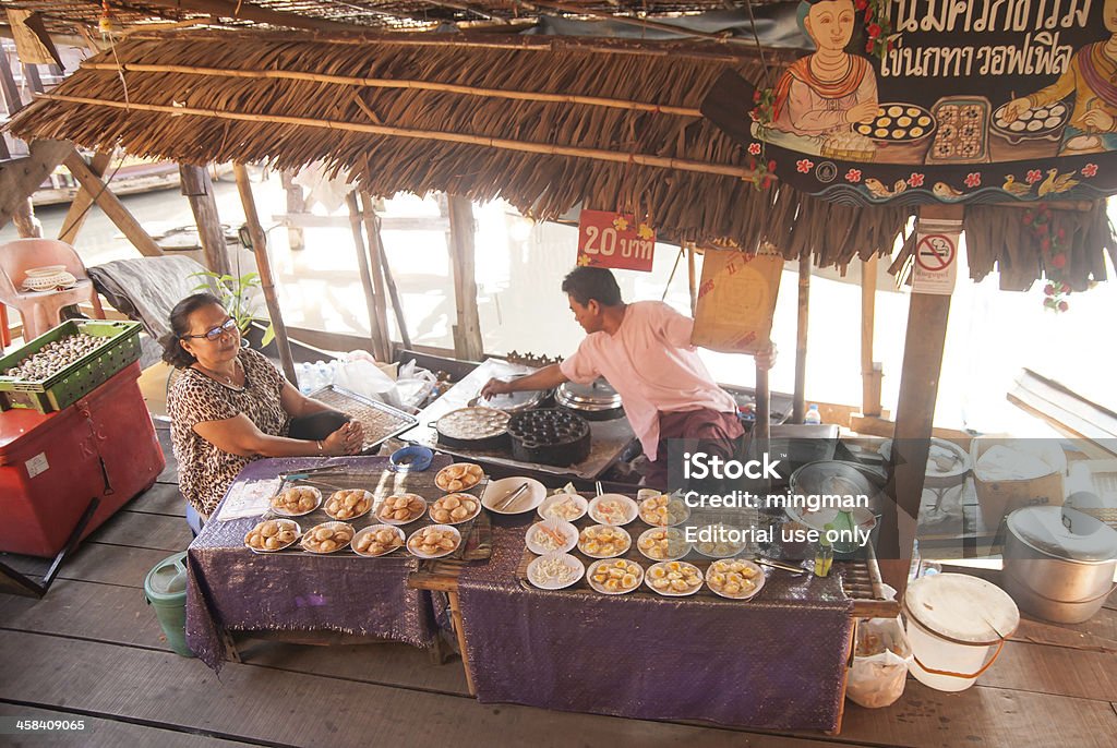 Ayothaya Schwimmender Markt, Thailand - Lizenzfrei Ansicht aus erhöhter Perspektive Stock-Foto