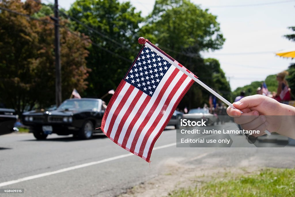 Bandeira dos Estados Unidos da América, no Memorial Day Parade - Royalty-free Desfile do Memorial Day nos EUA Foto de stock