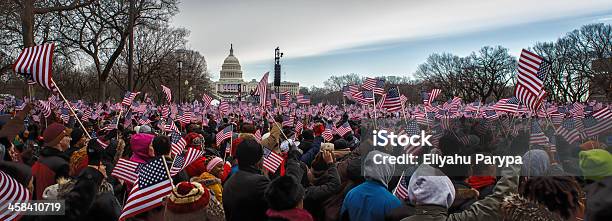 Onlookers Observe 2013 Presidential Inauguration Of Barack Obama Stock Photo - Download Image Now