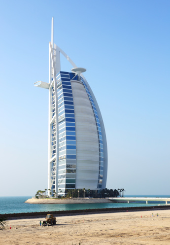 Dubai, UAE - September 9, 2013: The view on world's first seven stars luxury hotel Burj Al Arab \