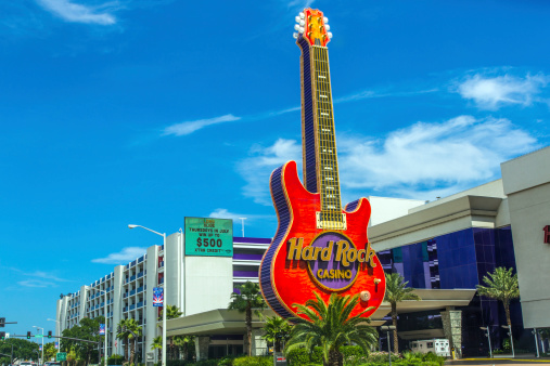 Beloxi, USA - July 17, 2013: famous hard rock casino in Beloxi, USA. Hard Rock Hotel and Casino Biloxi is a AAA Four Diamond rated hotel with 318 rooms and suites.