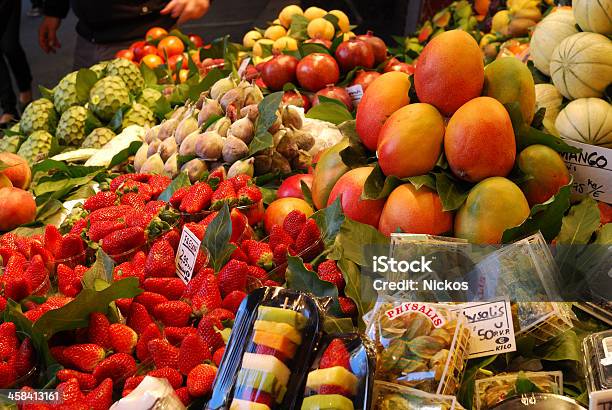 Greengrocer Shop In Market Barcelona Spain Stock Photo - Download Image Now - Barcelona - Spain, Business, Catalonia