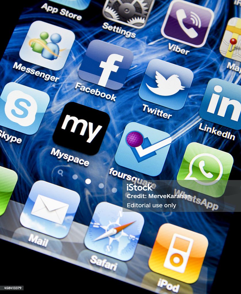 Social-Media-Apps auf Iphone 4 - Lizenzfrei Mobile Anwendung Stock-Foto