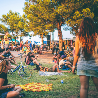 Benicassim, Spain. - August 18, 2013: People enjoying music at Rototom Sunsplash reggae festival. This event is biggest reggae festival in Europe and have been around for 20 years.