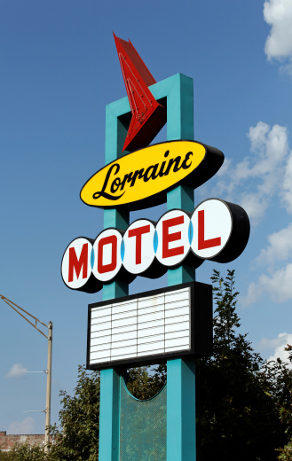Memphis, Tennessee, USA - October 3, 2012: A sign in front of the Lorraine Motel in downtown Memphis. The Lorraine Motel was the site of the assassination of Martin Luther King, Jr on April 4, 1968.