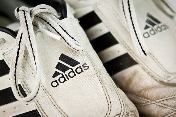 Adidas Worn Trainers stock photo