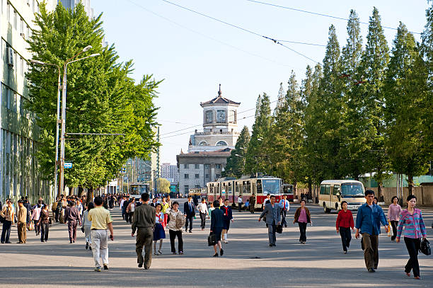 The street in Pyongyang stock photo