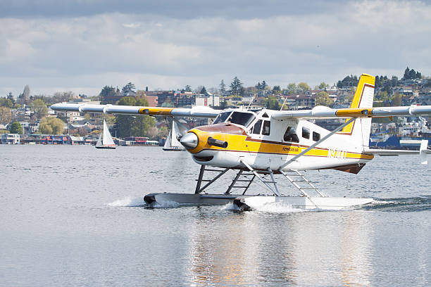 Kenmore Air Taxiing to Dock stock photo