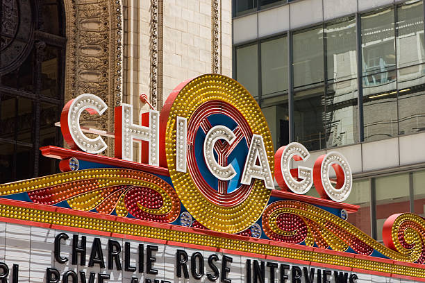 Chicago Letreiro de Teatro - fotografia de stock