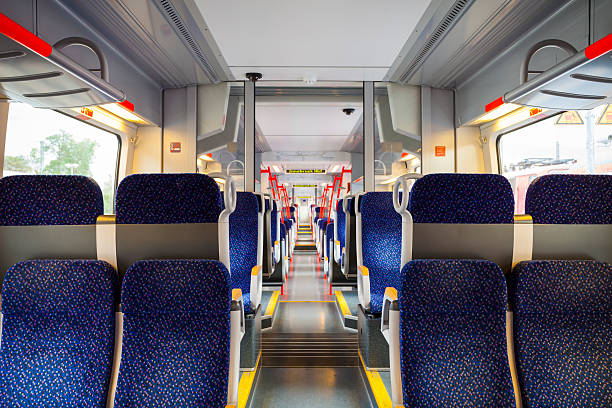 Train Interior, Munich, Germany Munich, Germany - July 13, 2011: Interior view of a regional express train that serves local routes in Germany. deutsche bahn stock pictures, royalty-free photos & images