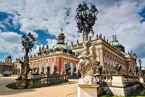 German Palace Potsdam, Germany - September 17, 2013: The exterior of Neues Palais. The building was completed in 1769. potsdam brandenburg stock pictures, royalty-free photos & images