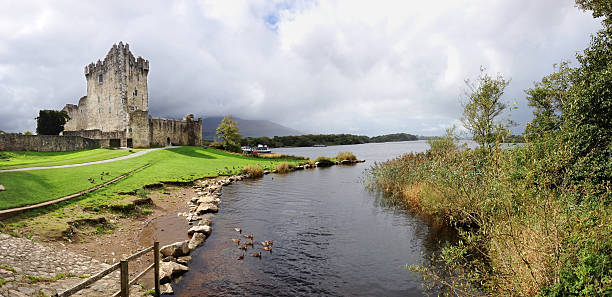 Ross Castle Killarney, Republic of Ireland - October 07, 2013: Ross Castle on Lough Leane, Killarney, Ireland. A popular tourist destination on the Ring of Kerry. killarney lake stock pictures, royalty-free photos & images