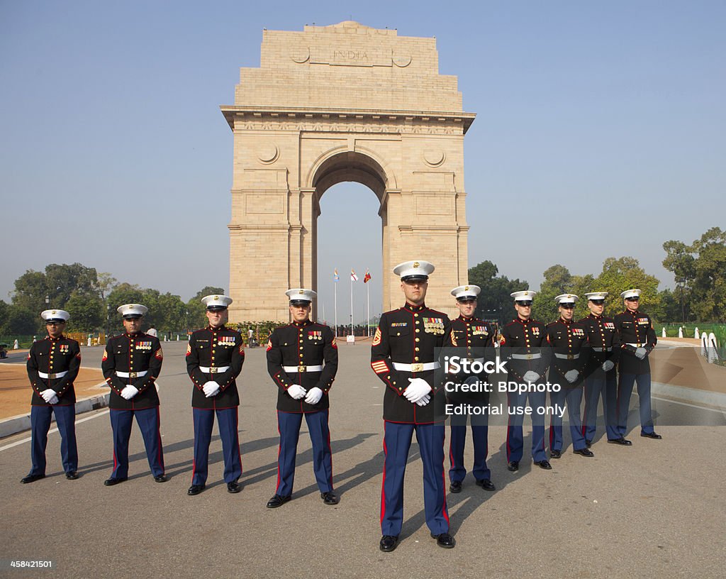 U.S.  해병대 인디아 게이트, New Delhi - 로열티 프리 군복 스톡 사진