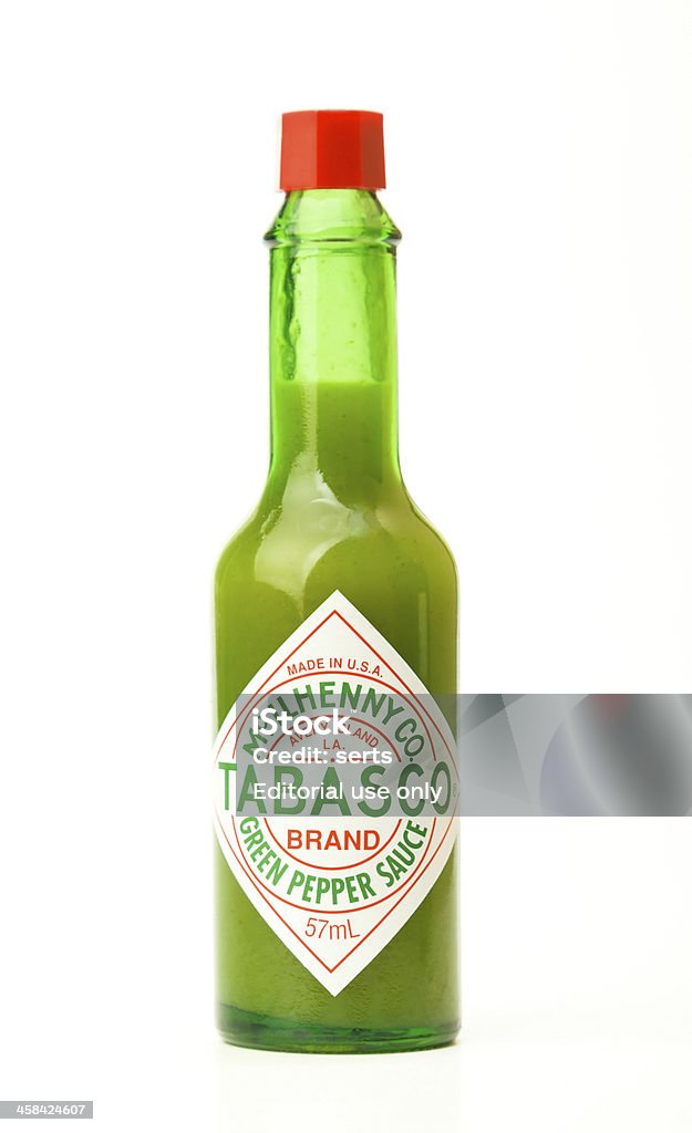 Tabasco Sauce aus grünem Pfeffer - Lizenzfrei Etikett Stock-Foto