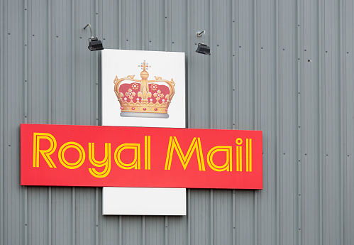Edinburgh, Scotland, UK - 27th May 2011: The Royal Mail logo on an exterior wall of a public delivery office.  Royal Mail is the national postal carrier for the UK.