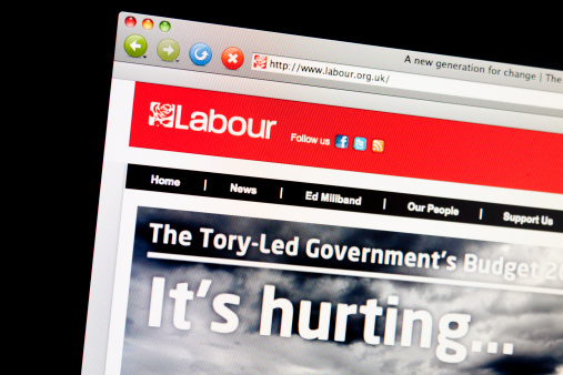 Denny, Scotland - April 1, 2011: Part of the Labour Party Website, viewed on an LCD monitor using the Camino web browser.