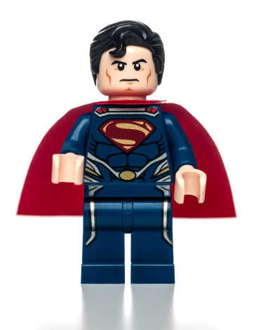 Miami, USA - August 21, 2013: Lego Superman minifigure. Lego minifigures are manufactured by The Lego Group.