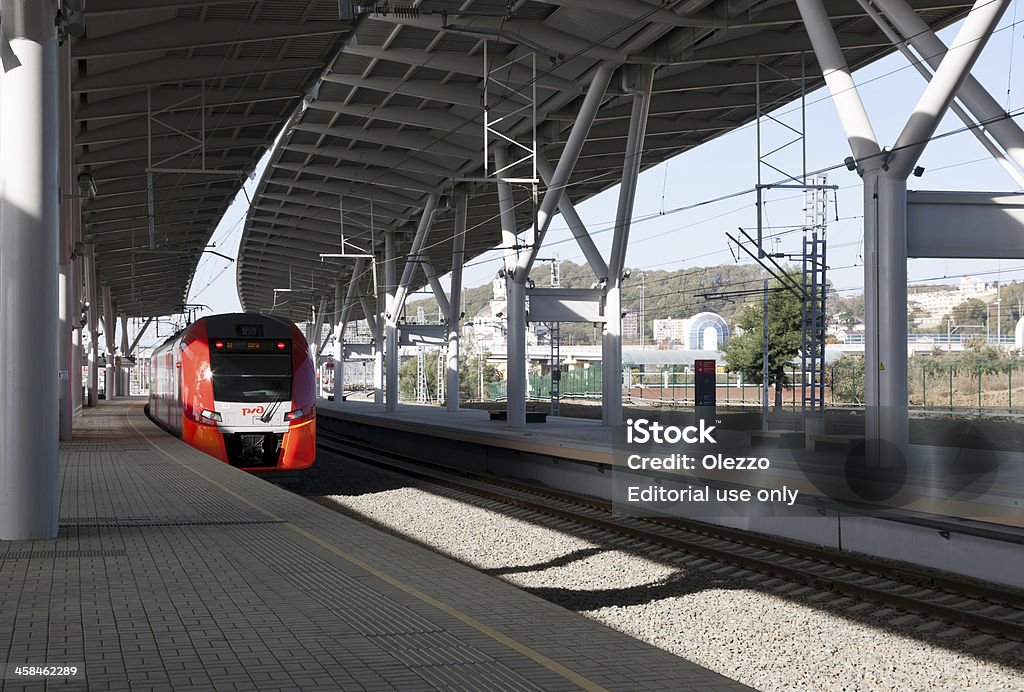 Russian train in Sochi Sochi, Russia  - November 5, 2013: Lastochka train at the station A<Olympic ParkA>, Sochi 2014 Stock Photo