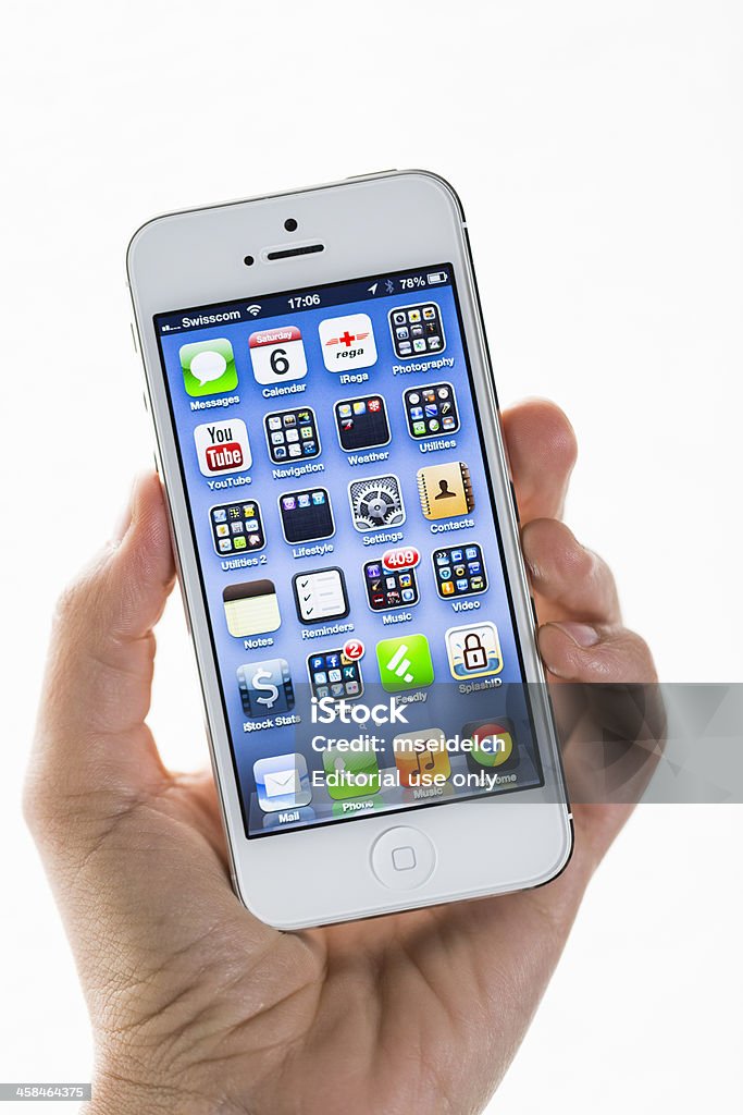 Apple iPhone 5, 홈 화면 - 로열티 프리 iPhone 스톡 사진